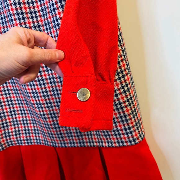 Vintage 1960s Mod Wool Dress Junior 9 Red Houndstooth The Young Look - Picture 12 of 16